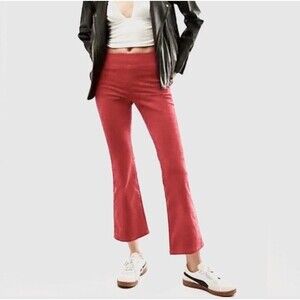 FREE PEOPLE In My Feelings Velvet Crop Slim Flare Pants Large In Pink ob1783526